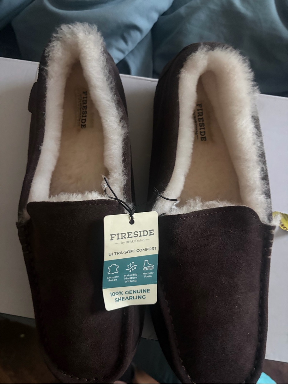 Men's Brown Shearling-Lined Slippers